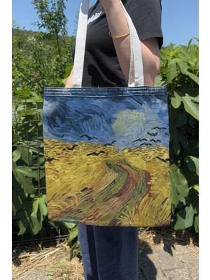 Zipzap Van Gogh V3 Çift Taraflı Yazlık Kışlık Kanvas Baskı Bez Çanta