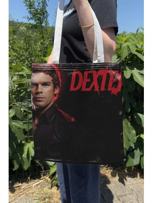 Zipzap Dexter V4 Çift Taraflı Yazlık Kışlık Kanvas Baskı Bez Çanta Dizi Film