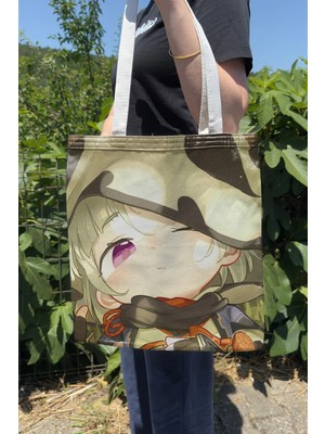 Zipzap Sayu Genshin Impact V2 Çift Taraflı Kanvas Baskı Bez Çanta Anime Çantası