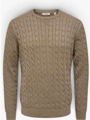 Only & Sons Onslouı Reg 12 Cabel Crew Knıt Noos Erkek Kahverengi Kazak - OS22033762
