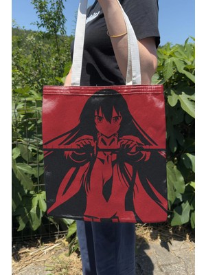 Zipzap Akame Ga Kill Çift Taraflı Kanvas Baskı Bez Çanta Yazlık Kışlık Anime Çantası - V1