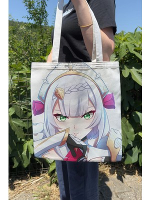 Zipzap Noelle Genshin Impact V4 Çift Taraflı Kanvas Baskı Bez Çanta Anime Çantası