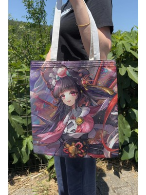 Zipzap Yun Jin Genshin Impact V3 Çift Taraflı Kanvas Baskı Bez Çanta Anime Çantası