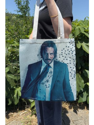 Zipzap John Wick V4 Çift Taraflı Yazlık Kışlık Kanvas Baskı Bez Çanta