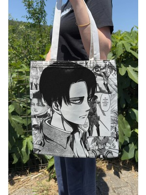 Zipzap Levi Ackerman V5 Yazlık Kışlık Çift Taraflı Kanvas Baskı Bez Çanta Anime Çantası