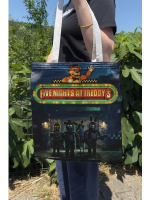 Zipzap Five Nights At Freddy's V1 Çift Taraflı Kanvas Baskı Bez Çanta Bilgisayar Oyun Video Oyunu