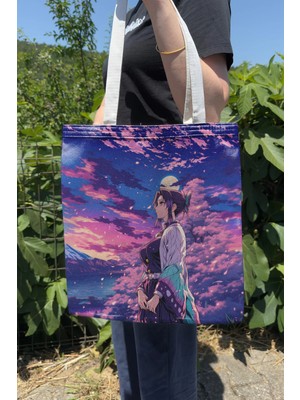 Zipzap Kimetsu No Yaiba V2 Yazlık Kışlık Çift Taraflı Kanvas Baskı Bez Çanta Anime Çantası