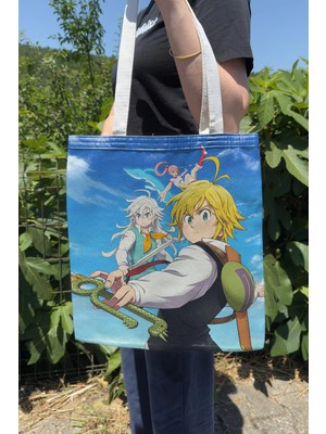 Zipzap Nanatsu No Taizai V3 Yazlık Kışlık Çift Taraflı Kanvas Baskı Bez Çanta Anime Çantası