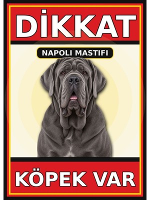 Ti Play Napoli Mastifi Dikkat Köpek Var Levhası 50X70 cm Uv Baskılı Pvc Uyarı Tabelası