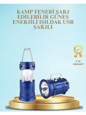 Pileli Store Güneş Enerjili Kızaklı Şarjlı Büyük Boy Kamp Feneri – USB Çıkışlı Katlanabilir Çok Fonksiyonlu