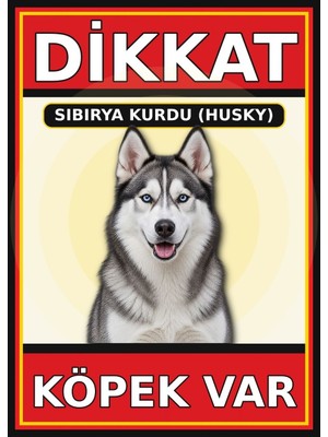 Ti Play Sibirya Kurdu Husky Dikkat Köpek Var Levhası 35X50 cm Uv Baskılı Pvc Uyarı Tabelası