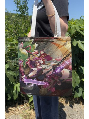 Zipzap Kuki Shinobu Genshin Impact V5 Çift Taraflı Kanvas Baskı Bez Çanta Anime Çantası