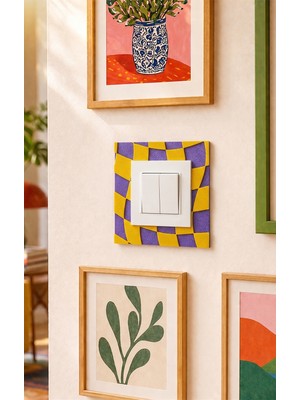 To Design Lab Dama Desenli 8,5x8,5 cm Priz Süsü - Ölçünüzü Kontrol Ediniz.