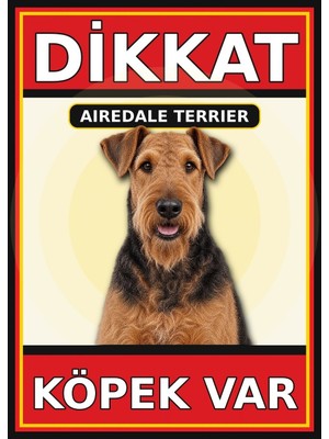Ti Play Airedale Terrier Dikkat Köpek Var Levhası 35X50 cm Uv Baskılı Pvc Uyarı Tabelası