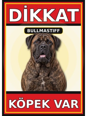 Ti Play Bullmastiff Dikkat Köpek Var Levhası 35X50 cm Uv Baskılı Pvc Uyarı Tabelası
