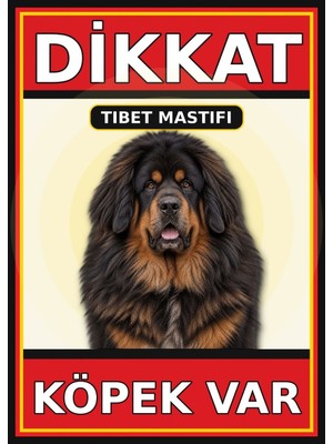 Ti Play Tibet Mastifi Dikkat Köpek Var Levhası 35X50 cm Uv Baskılı Pvc Uyarı Tabelası
