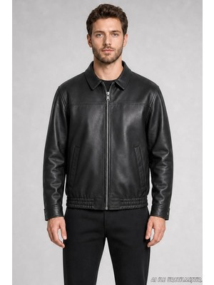 Freemen Erkek Kürklü Polo Yaka Oversize Suni Deri Ceket 1006