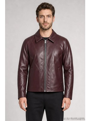 Freemen Erkek Fermuarlı Regular Fit Içi Kürklü Suni Deri Ceket M-443