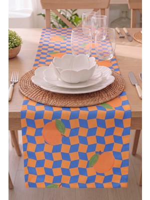 Orange Citrus Baskılı Runner 40X140 cm