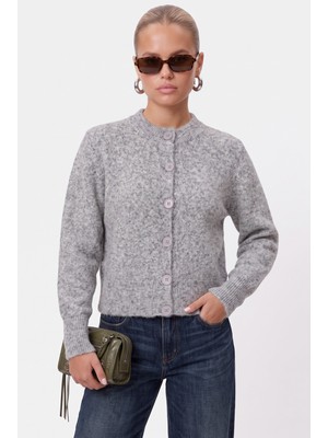 Ritnice Kadın Warm Soft Dokulu Basic Gri Triko Hırka