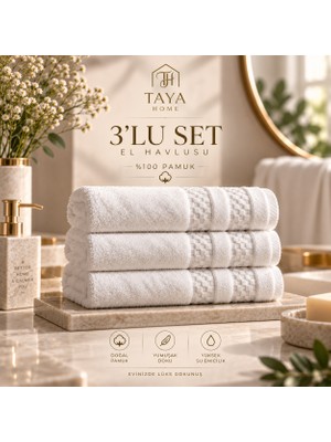 Taya Home Premium 3’lü El Havlusu %100 Pamuk 250 gr Otel Kalitesi Lüks Seri