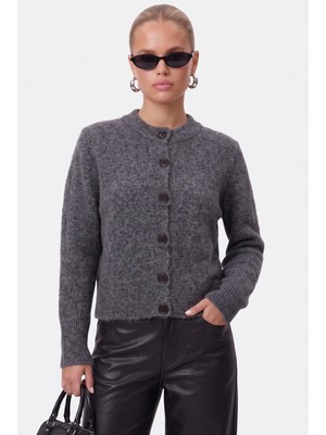 Ritnice Kadın Warm Soft Dokulu Basic Antrasit Triko Hırka