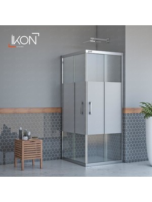 ikon Enzo Kare | Krom Buzlu 03 Duş Kabini H:190