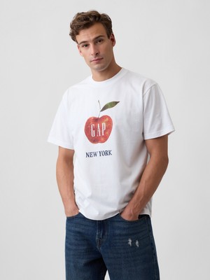 Gap Erkek Beyaz Everyday Soft Relaxed Grafik T-Shirt