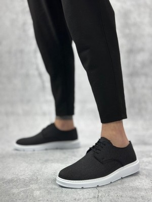 Xramburada XRM003 Bağcıklı Klasik Spor Keten Siyah Beyaz Taban Casual Erkek Ayakkabı