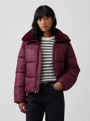 Gap Kadın Mor Relaxed Quilted Puffer Şişme Ceket
