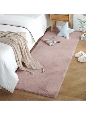 Dekoset Home Tavşan Tüyü Düz Kahverengi Yumuşak Yıkanabilir Tabanlı Peluş Halı