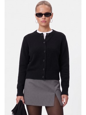 Ritnice Kadın Warm Soft Dokulu Basic Siyah Triko Hırka