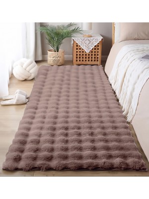 Dekoset Home Bubble Tavşan Tüyü Kahverengi Yumuşak Yıkanabilir Tabanlı Peluş Halı