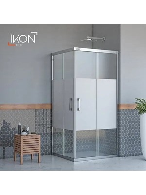 ikon Enzo Dikdörtgen | Krom Buzlu 03 Duş Kabini H:190