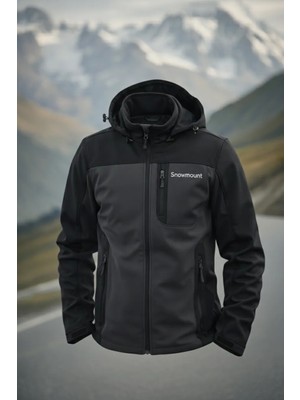 Snowmount Siyah Antrasit Trail Softshell Su İtici Rüzgar Geçirmez Mont