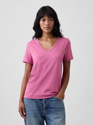 Gap Kadın Pembe Favorite V-Yaka T-Shirt