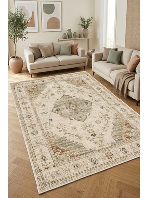 Decomia Home Dijital Kaymaz Yıkanabilir Vintage Salon Halısı Mutfak Halısı Koridor Halısı