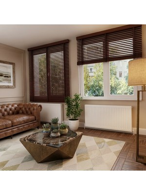 Brillant Kızıl Kahve %100 Orijinal Ahşap Jaluzi Perde 50 mm Ofis Modern ve Tüm Mekanlar Için
