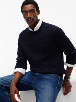 Tommy Hilfiger Erkek Classic Cable Crew Kazak