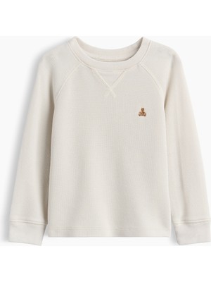 Gap Erkek Bebek Kırık Beyaz Textured Bisiklet Yaka T-Shirt