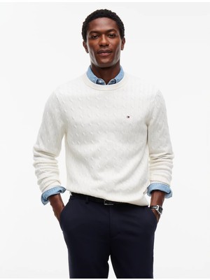 Tommy Hilfiger Erkek Classic Cable Crew Kazak