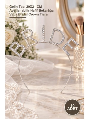 Yenilig 10 Adet Mega Boy Kristal Taşlı Gümüş Bride Taç – Gelin Tacı 20X21 cm Ayarlanabilir Hafif Bekarlığa Veda Bridal Crown Tiara