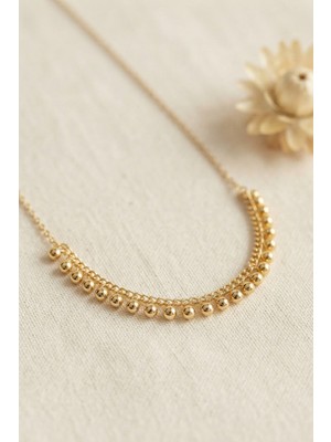 Hobilinka Gold Pirinç Topçuk Model Kadın Kolye TJ-BKO11251