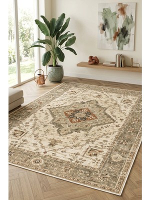 Decomia Home Dijital Kaymaz Yıkanabilir Vintage Salon Halısı Mutfak Halısı Koridor Halısı