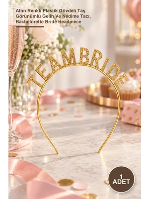Yenilig 1 Adet Team Bride Taç – Altın Renkli Plastik Gövdeli Taş Görünümlü Gelin ve Nedime Tacı, Bachelorette Bride Headpiece