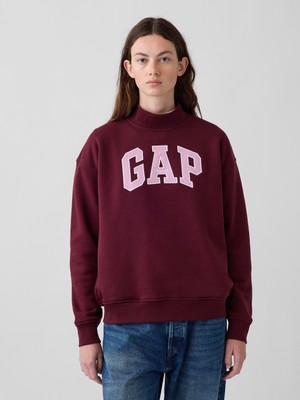 Gap Kadın Bordo Vintagesoft Oversized Mockneck Logo Sweatshirt