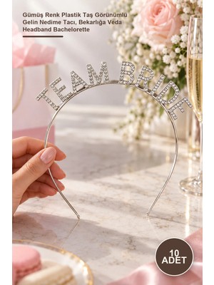 Yenilig 10 Adet Team Bride Taç – Gümüş Renk Plastik Taş Görünümlü Gelin Nedime Tacı, Bekarlığa Veda Headband Bachelorette