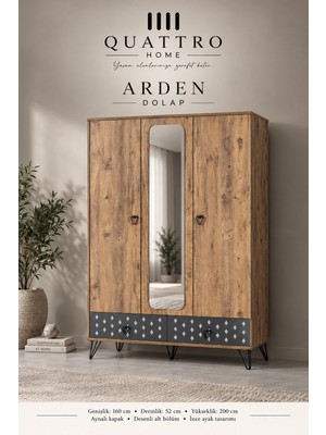 Quattro Home Arden Aynalı 3 Kapaklı Dolap