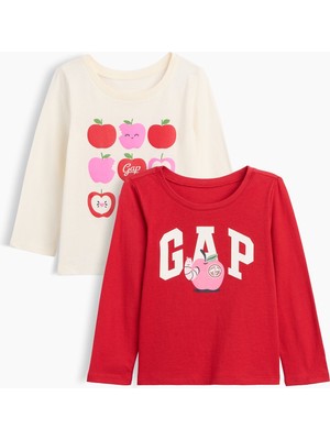 Gap Kız Bebek Kırmızı Grafik Baskılı T-Shirt (2’li)