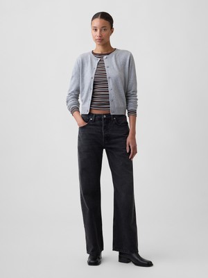 Gap Kadın Siyah Low Slung Relaxed Straight Jean Pantolon